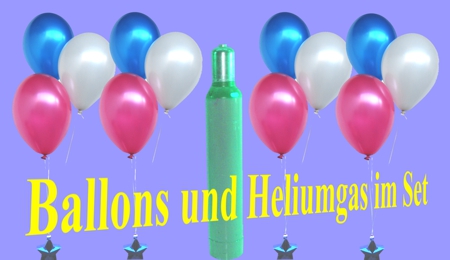 Ballons und Heliumgas im Set